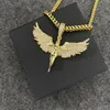 Fshion 65cm Cuban Chain Pendant Necklaces Men Women Innlaid With Zircon Angel Wings Copper Hip-hop Rap Necklace Jewelry Unisex