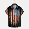 Casual shirts voor heren 4 juli Mens Gedrukt Camisa Masculin -Amerikaanse vlag Grafische korte mouw Beach Blouses Independence Day Blusas