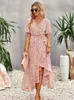 Casual jurken dames vintage boho bloemenprint zomerjurk vrouwen casual losse vakantie strand lange jurk vrouwen zonsondergang vrouwelijk gewaad vestidos230413