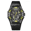 Нарученные часы REEF TIGER/RT MEN LIMITED AUTOMATIC MECHATION WATCE ALL BLACK BLUE Skelet