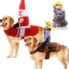 Ubrania psa psa ubrania świąteczne kowboja jazda konia zabawny kostium Świętego Mikołaja dla psów nowość Chihuahua Cosplay Costume Cat Cat Odzież 231110