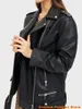 Veste en cuir pour femmes, ample, motard, noir, fausse veste en Pu avec ceinture, printemps automne, manteau à fermeture éclair, vêtements d'extérieur longs