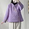 Casacos de Trench das Mulheres Tradicional Estilo Chinês Outono Inverno Mulheres Quentes Retro Moda Bordado Algodão-Acolchoado Jaqueta Senhoras Parkas Oriental