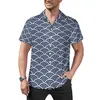 Camicie casual da uomo Camicia da spiaggia a onde giapponesi Oro Seigaiha Camicette da uomo hawaiane moda modello manica corta Abbigliamento di grandi dimensioni