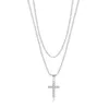 Klassischer Halsband-Designer-Schmuck, authentische 925er-Sterlingsilber-Doppelschicht-Kreuz-Anhänger-Halskette für Damen und Herren
