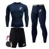 Men's Tracksuits Compression Sportswear Men Running Sports Tights Gym t-shirt Long shirt Tracksuit rash guard male Jogging Workout Clothes 230412