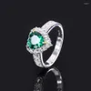 Anneaux de cluster Plaqué or 18 carats 925 Sterling Silver 8mm Heart Lab Sapphire Emerald High Carbon Diamond Bague de mariage Fine Bijoux