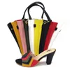 Klänningskor Ankomst italiensk designkvinna och väska Set African Mid Hells Matchning för Mix Color Pus Size