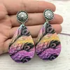 Dangle Earrings Peacock Feather Wood For Women Fashion Vintage Single Side Print Teardrop Boutique Jewelry Wholesale