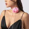 Girocollo Bianco/Nero/Rosa/Rosso Collana di fiori in tessuto di grandi dimensioni per le donne 2023 Elegante catena lunga in corda sul collo Accessori per gioielli Lady