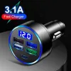 Upgrade 15.5W 4 Ports Usb+Type-C Car Charger Fast Charging PD Quick Charge 3.0 USB C Car Phone Charger Adapter On-Board Charger