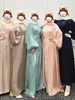 Ubranie etniczne Ramadan Eid Djellaba Sukienka muzułmańska Dubai elastyczna mankiet miękkie miękkie błyszczące Abaya Turcja kimono islam szata WY909 230412