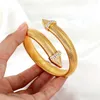 Bangle Elegante Feminino Aço Inoxidável Cor Dourada Pulseira Textura Corda Cuff Declaração Jóias Presente