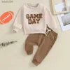 Set di abbigliamento Moda Autunno Bambini Neonati maschi Set di vestiti Fuzzy Lettera Ricamo Felpe a maniche lunghe Pantaloni Casual