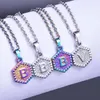 Pendentif Colliers 2Pcs Collier En Acier Inoxydable 26 Lettres De L'alphabet A-Z Couleur Miroir Finement Poli Hexagonal