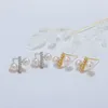 Stud Earrings Icnway Natural White 5-5.5mm Round Freshwater Pearl S925 Silver And Golden Color Wholesale