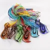 Pendant Necklaces QianBei Fashion Beauty Wholesale 6pcs Handmade Murano Lampwork Glass Mixed Color Leaves Inside Pendants Charms