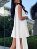 Casual Dresses 2023 Summer Women One-Shoulder Tie-up Straps Beach Dress Holiday Club Sleeveless Bow Strapless Short A-Line