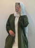 Etnische kleding Eid Open Abaya Dames zomer Crinke stoffen riem rand Cardigan moslim kimono hijab lange jurk islam dubai kalkoen bescheiden abayas