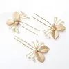 Accessori per matrimoni Golden Bridal Pearl Hairpins Flower Crystal Rhinestone Pins Clips Clips da damigella Gioielli Clippin