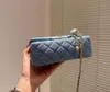 Axelväskor denim Golden Ball Women Bag Classic Flap Shoulder Mini Justerbar kedja quiltad lyxdesigner Crossbody Bag Fanny Pack Mini Coin Purse Card 111301