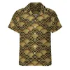 Camicie casual da uomo Camicia da spiaggia a onde giapponesi Oro Seigaiha Camicette da uomo hawaiane moda modello manica corta Abbigliamento di grandi dimensioni