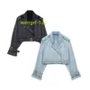 Taop ZA 2023 New Women's All-Match Casual Double Breasted Lapel Buckle With Belt Denim Short Trench Coat 2569076