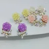 Creolen Koreanischer Modeschmuck Übertriebener Stil Frauen Ol Rosa Rose Imitation Perle Kristall Großhandel
