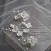 Fermagli per capelli Accessori da sposa Fermaglio per fiori in porcellana Colore oro argento Forcina per spose Regalo Perla Testa Pezzo Gioielli da sposa per donna