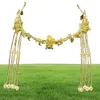 Klassisk huvudbonad kinesisk stil bröllop hårtillbehör Phoenix Coronet guldfärg hårnålar örhängen brud krona JCE0677022039