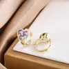 Boucles d'oreilles créoles pour filles, couleur or, cœur d'amour, trois Zircon, pour femmes, cadeau d'anniversaire pour fille, accessoires de bijoux fins, vente en gros