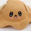 Wide Brim Hats Baby Cartoon Embroidery Pinching The Ears Will Move Straw Hat Summer Outing Girl Boy Panama Children Beach Cap
