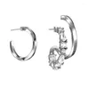 Boucles d'oreilles créoles asymétriques géométriques femmes cercle de strass français 14k or créoles boucles d'oreilles vrais bijoux de luxe