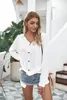 Women's T Shirts Women Knit Elegant V Neck Twist Knot Buttons Pullover Loose Baggy Batwing Casual Tunic Summer Fashion Long Sleeve Tops