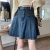 Spódnice 4xl dżinsowa spódnica kobiet Vintage 90s Streetwear Korean Fashio High Tase Jean spódnica harajuku e-girl ubrania mini seksowna plisowana spódnica 230413