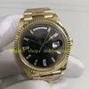 Vera foto da uomo orologio automatico da uomo 4mm Baguette diamante nero quadrante 228238 18k oro giallo 904l in acciaio gmf cal.3255 orologi meccanici di movimento