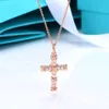 Дизайнерское ювелирное ожерелье t Same Cross Женская мода X-образное ожерелье с бриллиантом на ключице Цветоделение Гальванический крест Кулон
