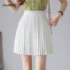 Skirts Women Pleasted Skirts Womens Casual High Waist Summer Skirt Elegant Korean Women Clothes White Black Sexy Short Mini Skirt 230413