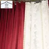 Curtain French Wed Solid Wine Red Curtains For Living Room Bedroom Lace Embroidery Cortinas Thicken Blackout Drapes Window Custom