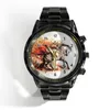 Relógios de pulso de luxo masculino calendário relógio animal tinta pintura cavalo quartzo pulso de negócios