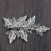 Hårklipp Handgjorda Barrettes Bröllopstillbehör Pearl Head Clip Rhinestone Ornament lämnar kristallstil