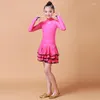 STEGN WEAR de 5color renda infantil estes de baile sexy vestidos de baile tango salsa latin dança vestido crianças preto rosa para meninas manga longa