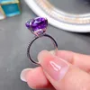 Cluster Ringe Natürlicher Amethyst Ring 10ct 12 16mm VVS Grade Rich Purple Schmuck 925 Silber Kristall für Party
