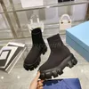 Stivali da donna firmati Stivaletti lavorati a maglia Calzini Stivaletti al ginocchio Stivaletti con piattaforma monolitica Caldi invernali Chelsea Scarpe casual con suola spessa