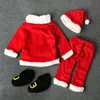 Conjuntos de ropa 4PCS / 3-24 meses / Traje navideño de Papá Noel Conjuntos de ropa para bebés Tops de lana de invierno Pantalones Sombreros Calcetines Ropa para bebés BC1035 231113