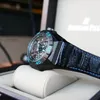 Wristwatches Reef Tiger/RT Men Limited Automatic Mechanical Watch All Black Blue Skeleton Waterproof 200M Dive Watches Relogio Masculino