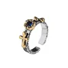 Кольца кластера S925, серебро, потертое винтажное кольцо в европейском и американском стиле, женское кольцо с цветком, фабричные товары с открытым исходным кодом