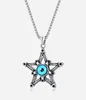 Collier pentagramme religieux en acier inoxydable, pendentif pentacle œil du diable bleu, bijoux gothiques, cadeaux pour femmes et hommes, chaîne Rolo 3 mm, 24 pouces, argent