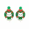 Dangle Earrings Glitter Acrylic Christmas Holiday Wreath Bow Pet For Women 2023 Cute Gifts Jewelry Wholesale