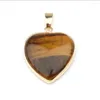 Pendant Necklaces Romantic Style Light Yellow Gold Color Love Heart Green Turquoises Stone For Gift Black Agates Jewelry